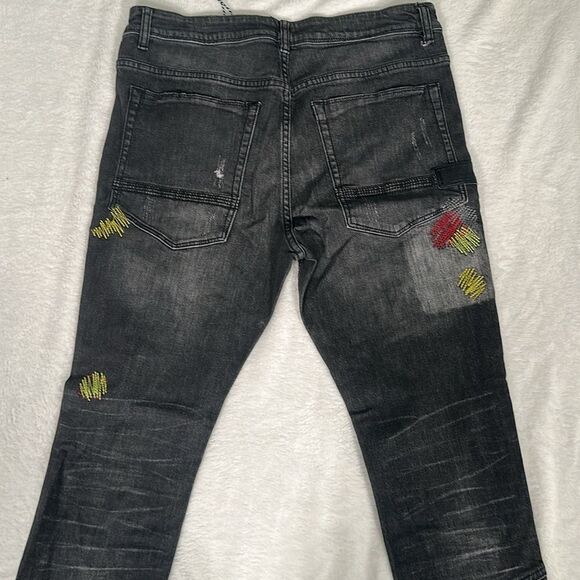Born Fly Men's Black Jeans with Red and Yellow Accent Stitching! Size 32 - Picture 3 of 6